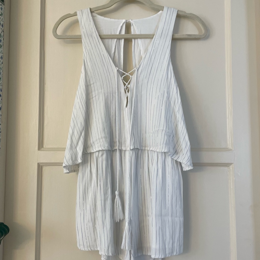 Tobi White & Blue Romper, size S